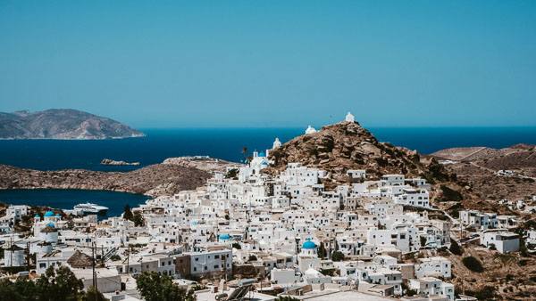 View over Ios, Greece, a stop during sailing holiday from Leros to Cyclades