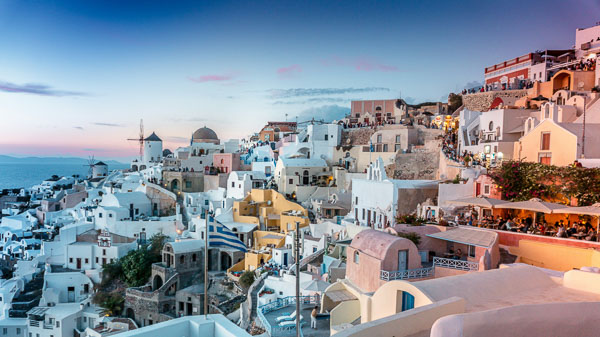 Beautiful sunset view over Santorini