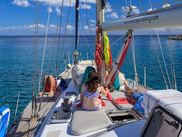 Private charter sailing holiday guests in Greece